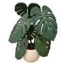 Planta de hojas verdes grandes en maceta clara con textura en relieve